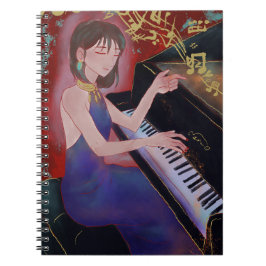 Caderno Espiral Menina Tocando Piano