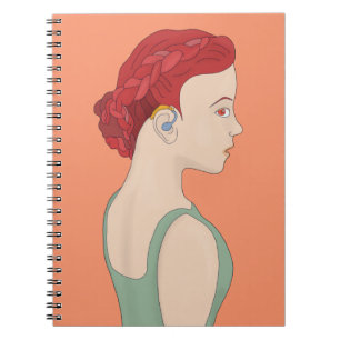 Caderno Espiral Menina usando um aparelho auditivo