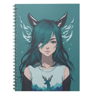 Caderno Espiral Menina Veado Fauna Anime Floresta Fantasia