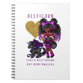 Caderno Espiral Meninas Amigas Presentes Preto Unicórn Besticorn M