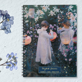 Caderno Espiral Meninas Arte Vintage Elegante Rascunho Nome Dourad