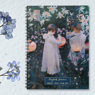 Caderno Espiral Meninas Arte Vintage Elegante Rascunho Nome Dourad
