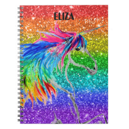 Caderno Espiral Meninas Bonitas Boho Arco-íris Glitter Unicórnio C
