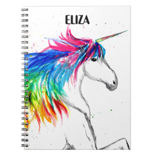 Caderno Espiral Meninas Bonitas Boho Arco-Íris Unicórnio Crianças