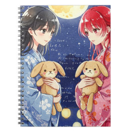 Caderno Espiral Meninas com Bunnies por Natasha Us