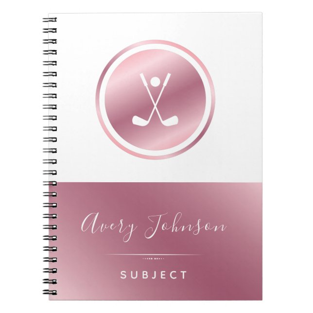 Caderno Espiral Meninas Elegantes Golf Golfer Rosa Dourado Persona (Frente)