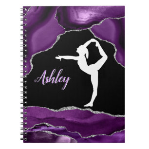 Caderno Espiral Meninas Glitter Roxo Ginástica Dança ou Torcida
