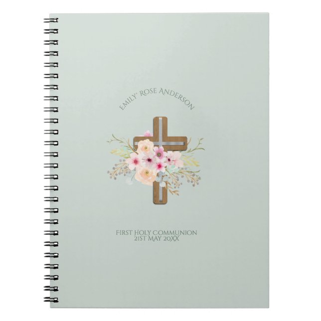 Caderno Espiral Meninas Primeira Sagrada Cruz Floral Comunitária P (Frente)