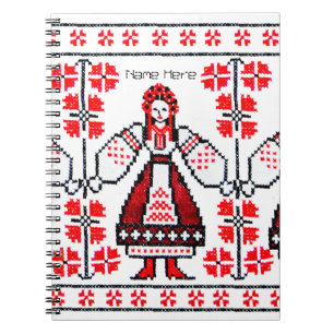 Caderno Espiral Meninas ucranianas tradicionais de Ucrânia do