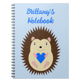 Caderno Espiral Menino Azul Coração Ourico Personalizado