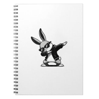 Caderno Espiral Menino Criança Dia de Páscoa Dabbing Coelho Hip Ho