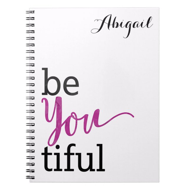 Caderno Espiral mensagem inspirada beYOUtiful personalizada (Frente)