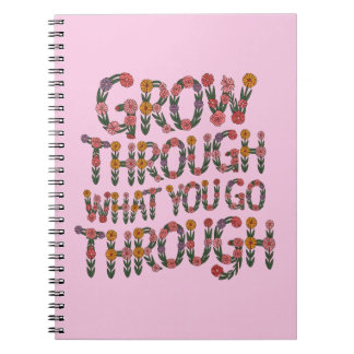Caderno Espiral Mentalidade de Crescimento Floral Pastel Professor