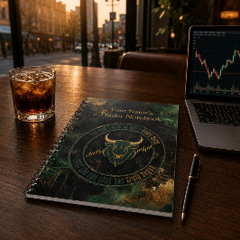 Caderno Espiral Mentalidade de Negociação Touro Dourado Esmeralda