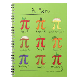 Caderno Espiral Menu do Símbolo Pi Professor de Matemática Fofo