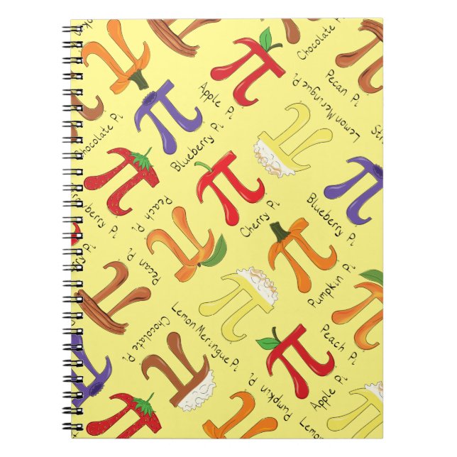 Caderno Espiral Menu do Símbolo Pi Professor de Matemática Fofo (Frente)