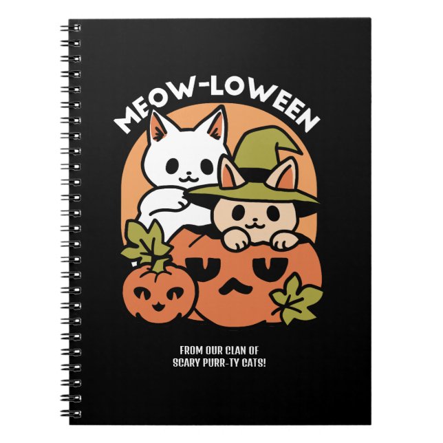 Caderno Espiral Meow-Loew - Festivo Halloween Design (Frente)