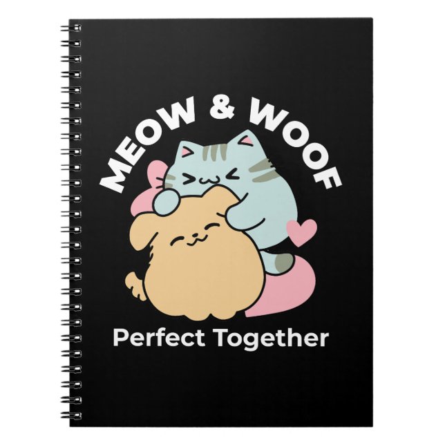Caderno Espiral Meow & Woof Perfect Toga - Gato e Cachorro Bonitos (Frente)