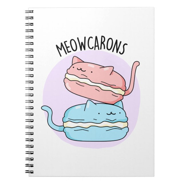 Caderno Espiral Meowcarons Funny Macaron Pun (Frente)