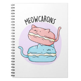 Caderno Espiral Meowcarons Macaron Engraçado Trocadilho