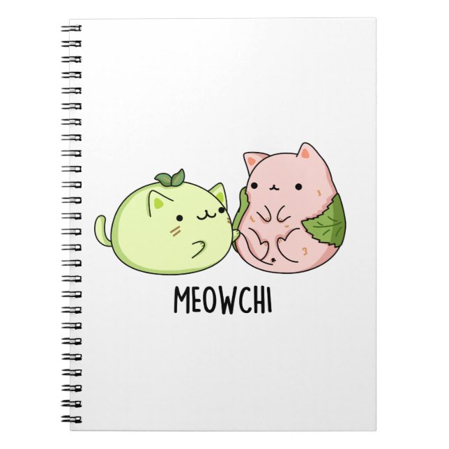 Caderno Espiral Meowchi Mochi Engraçado Trocadilho  (Frente)