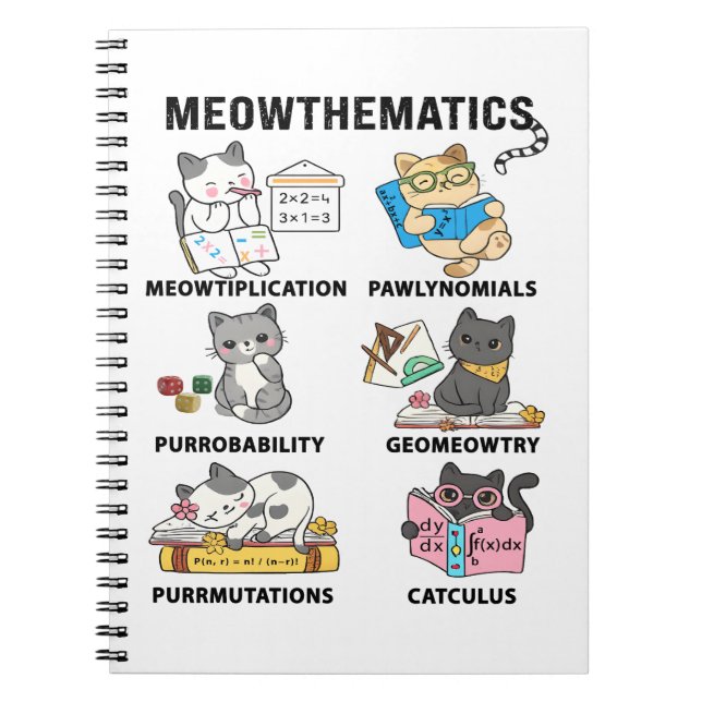 Caderno Espiral Meowthematics Funny Math Cat Puns For Math Lovers (Frente)