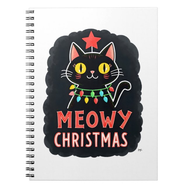 Caderno Espiral Meowy Catmas Cat Christmas Cute Kitten Cats Santa  (Frente)