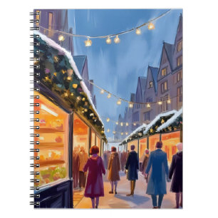 Caderno Espiral Mercado de Férias Feliz Natal Pintura