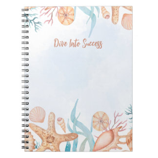 Caderno Espiral Mergulho de Concha do Mar Oceano no Sucesso Espir