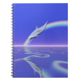 Caderno Espiral Mergulho de golfinho com arco-íris