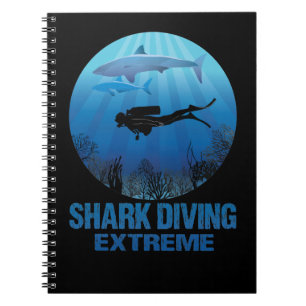 Caderno Espiral Mergulho de tubarão mergulhando mergulhador extre