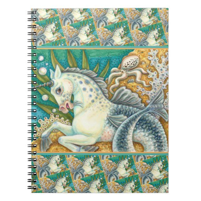 CADERNO ESPIRAL MERHORSE E OCTOPUS BRANCO, FANTASY UNICORN HORSE (Frente)