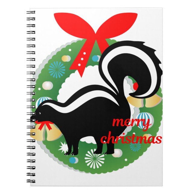 Caderno Espiral meritório skunk de natal (Frente)