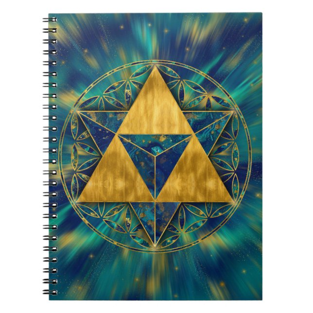 Caderno Espiral Merkabah na Flor da Vida (Frente)