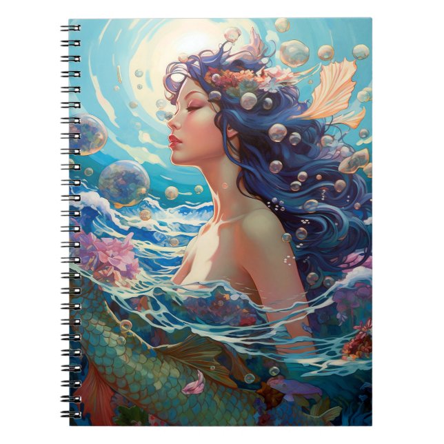 Caderno Espiral Mermaid Sea Goddese Fantasy Art (Frente)