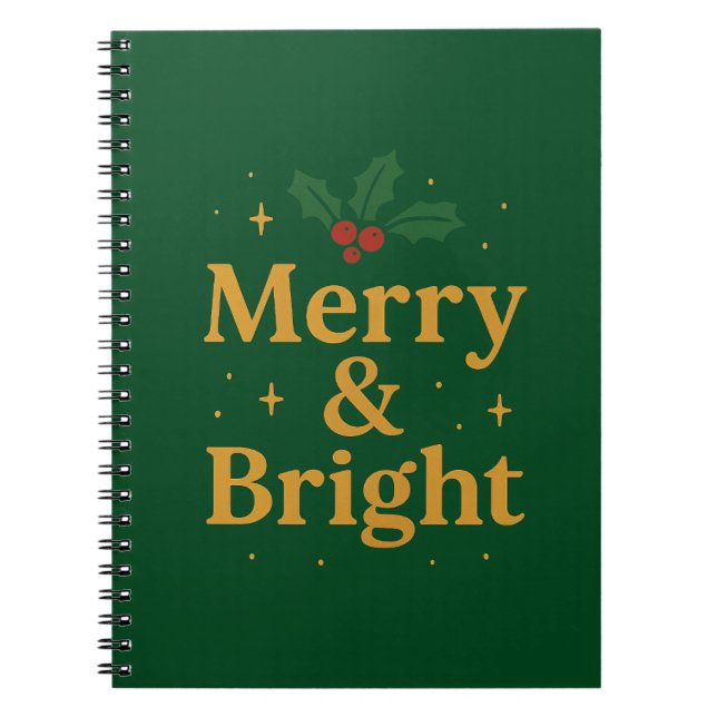 Caderno Espiral Merry & Bright Christmas Quote (Frente)