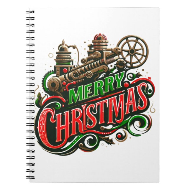 Caderno Espiral Merry Christmas steampunk (Frente)