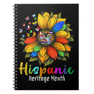 Caderno Espiral Mês da Herança Hispânica Países Latinos Girassol
