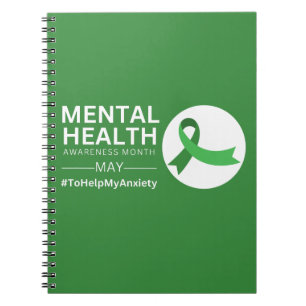 Caderno Espiral Mês de Conscientização da Saúde Mental Ansiedad