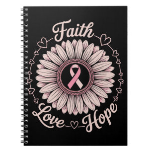 Caderno Espiral Mês de Conscientização do Câncer de Mama Fé Espera