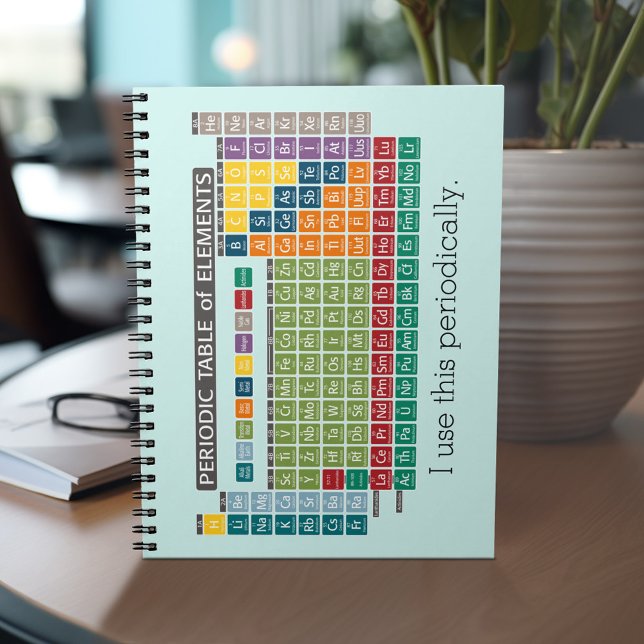 Caderno Espiral Mesa Periódica Periódica de Elementos (Personalized notebook with Periodic Table of Elements - can customize completely)