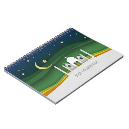 Caderno Espiral Mesquita de Cortar Papel Eid Mubarak Moderno - Not