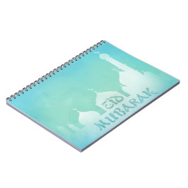 Caderno Espiral Mesquita de Eid Mubarak Blue Watercolor - Notebook