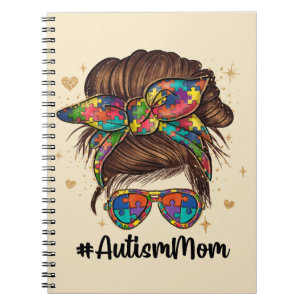 Caderno Espiral Messy Bun Orgulhoso Autismo Mãe