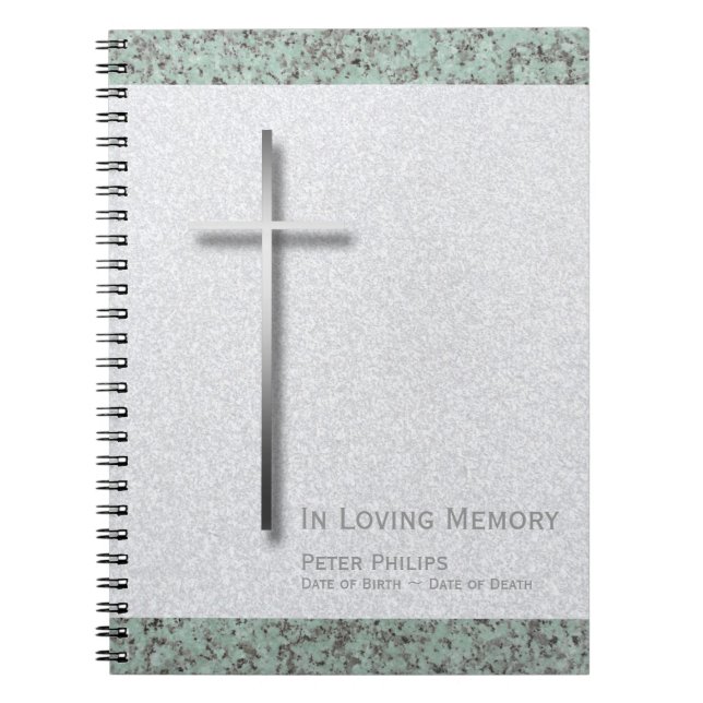 Caderno Espiral Metal Cross Stone 1 Funeral Memorial Sp Guest Book (Frente)