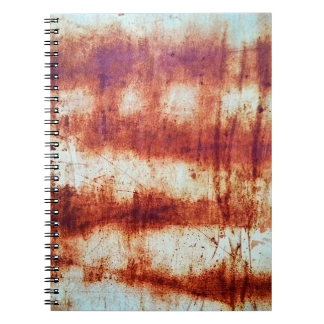 Caderno Espiral metal enferrujado, fundo texturizado. (Frente)