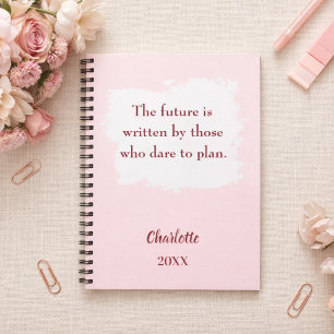 Caderno Espiral Metas de citação inspiradoras rosa rubor
