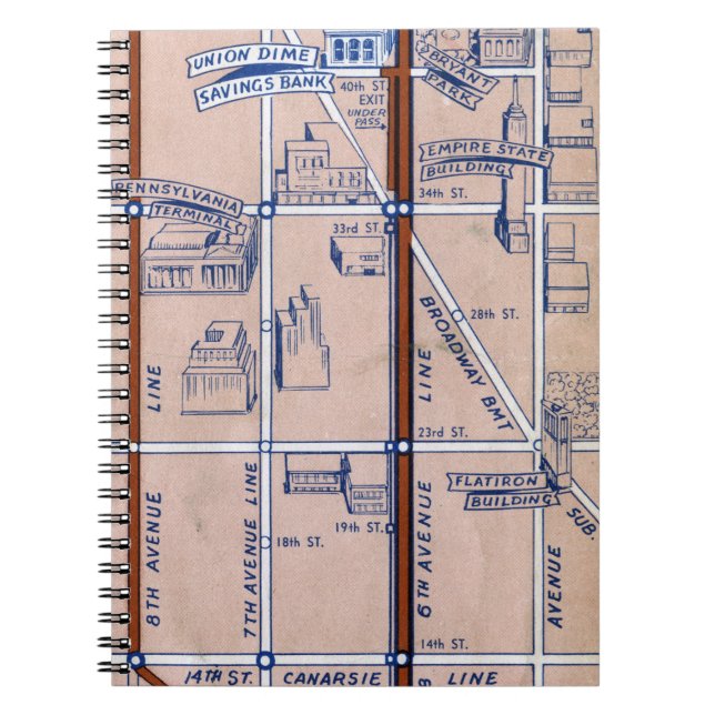 CADERNO ESPIRAL METRO MAPA DE NEW YORK, 1940 2 (Frente)