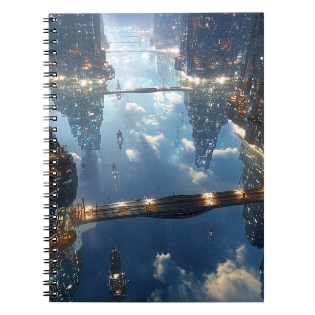 Caderno Espiral Metrópole Flutuante no Céu (Frente)