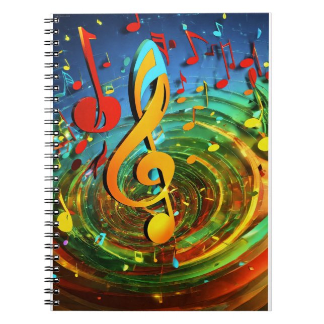 Caderno Espiral Meu Ajuste Favorito: Notas Musicais e Design de Le (Frente)